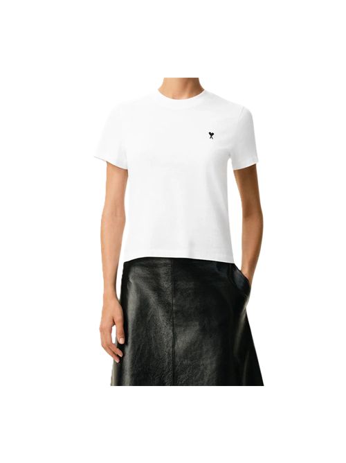 T-shirt aderente jersey di cotone Ami de Coeur Ami Paris | FTS347.724100 WHITE